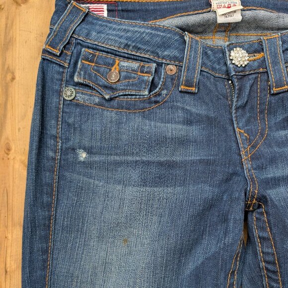 True Religion Women's Dark Wash Skinny Jeans with Embellished Buttons - Size 27 - Picture 8 of 10